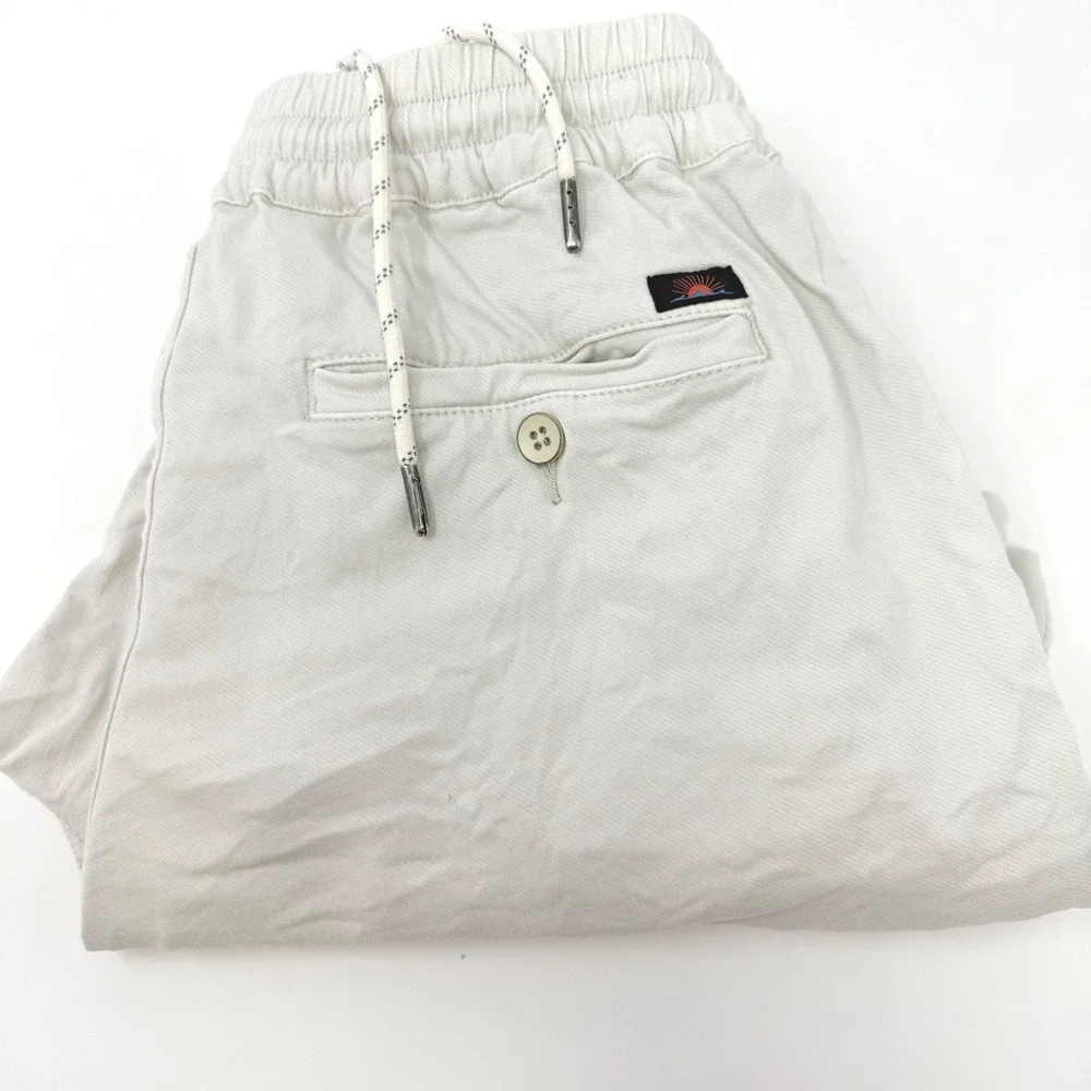 Faherty Mens XS All Day Shorts Cream Organic Cotton Linen Blend Drawstring